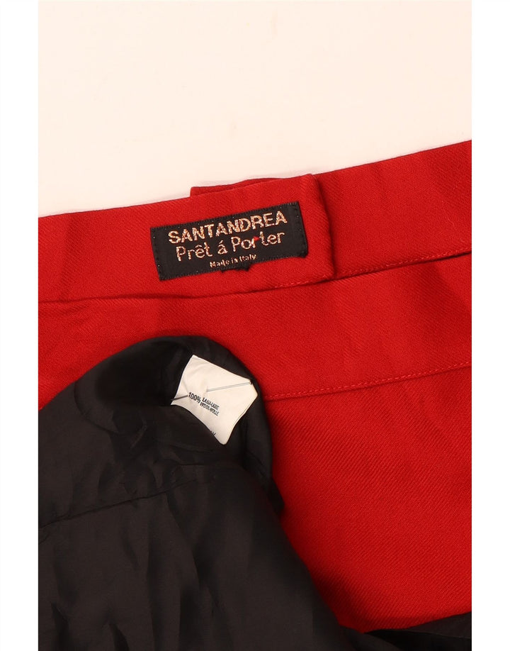 Fusta creion pentru femei cu model abstract Santandrea W30 Lână roșie medie