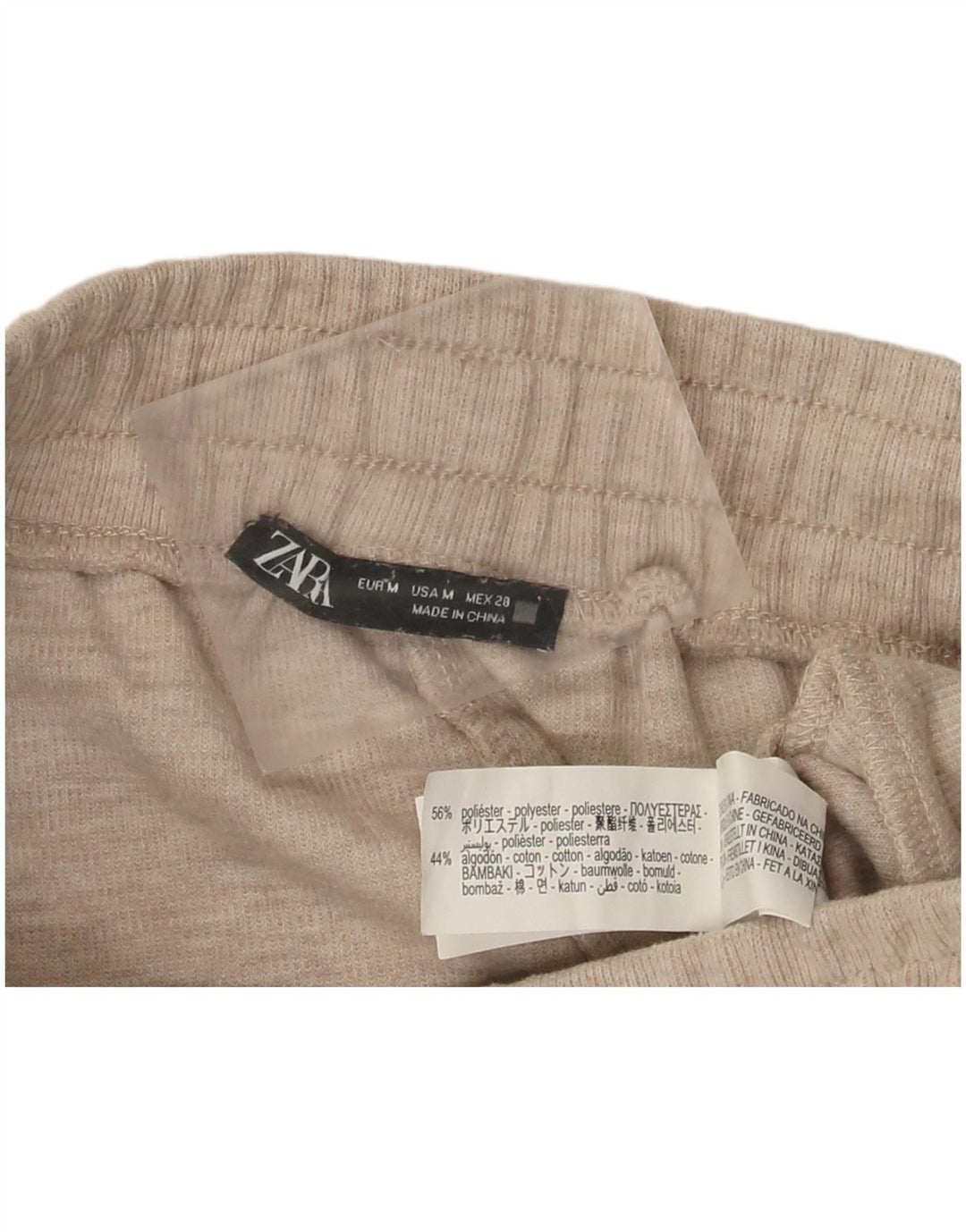 Pantaloni de trening Zara pentru femei cu picioare largi UK 12 Poliester mediu bej