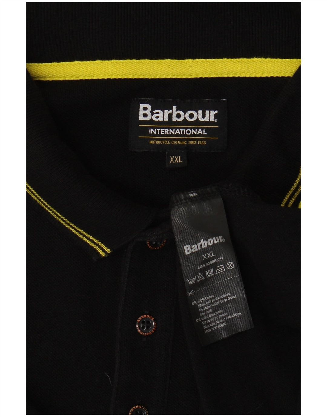 BARBOUR Tricou polo pentru bărbați 2XL bumbac negru