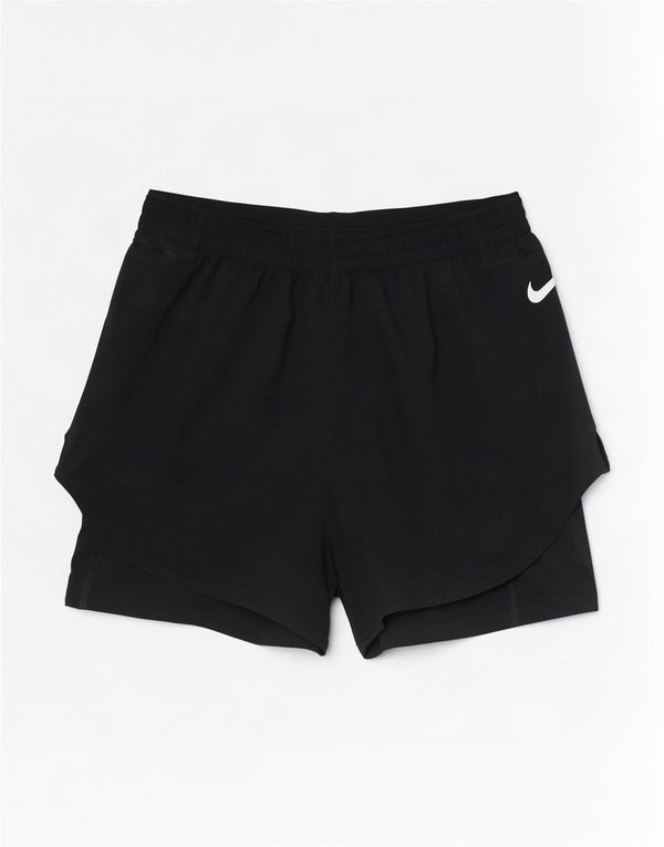 Pantaloni scurți sport Nike Dri Fit pentru femei UK 12 Poliester mediu negru