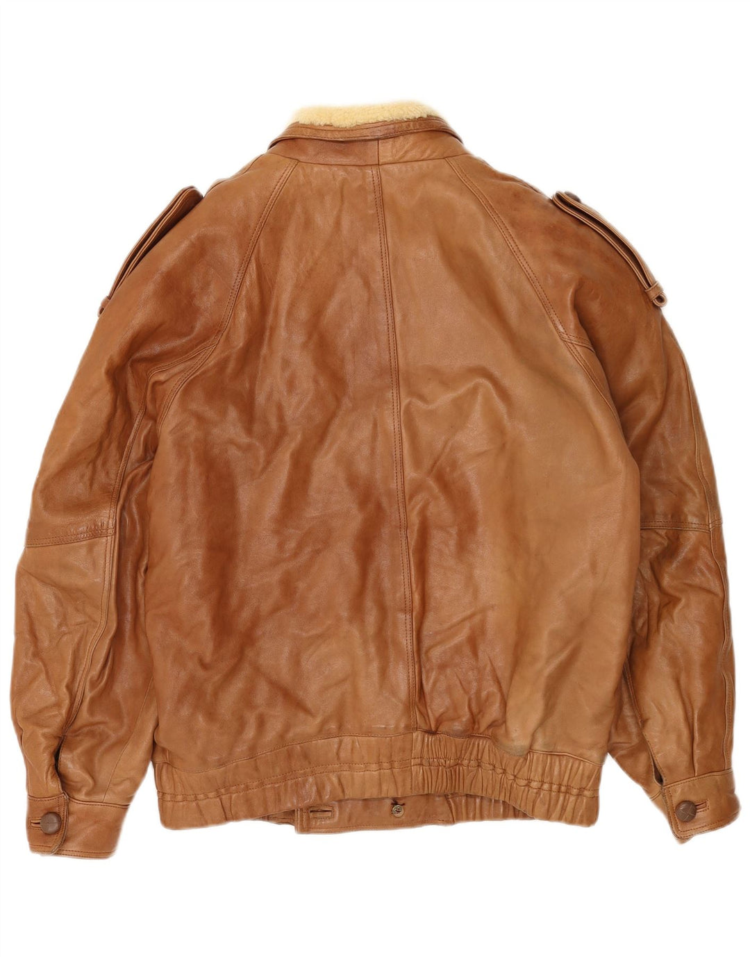 Jachetă militară de epocă pentru bărbați dublu piept UK 40, mare, bej, piele