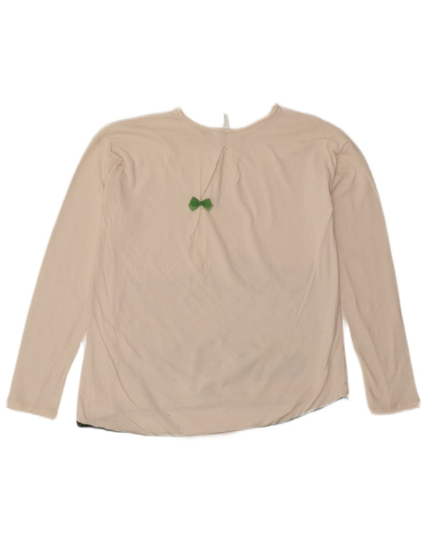 Benetton Fete Top grafic cu mânecă lungă 10-11 ani XL bumbac alb