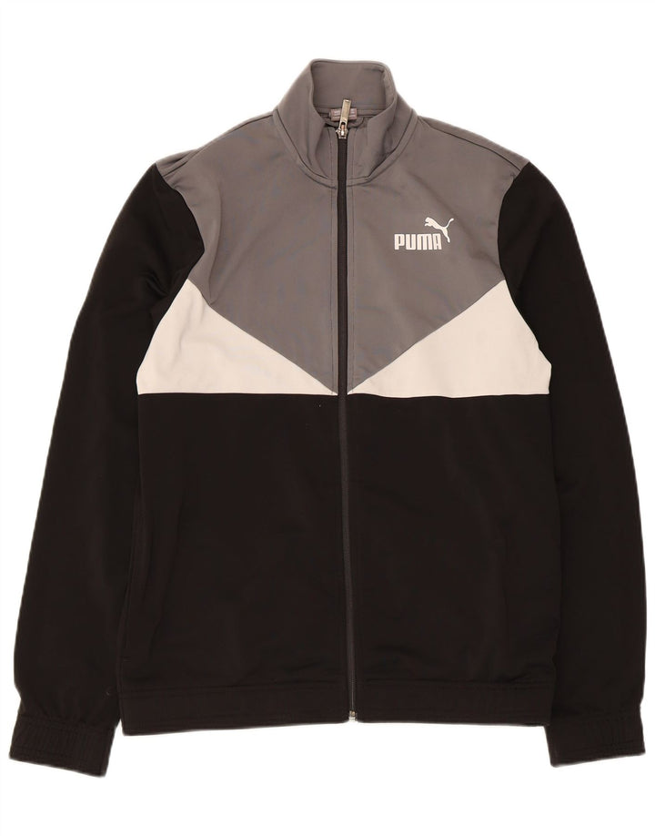 Jachetă de trening Puma pentru băieți 15-16 ani, negru, poliester color bloc