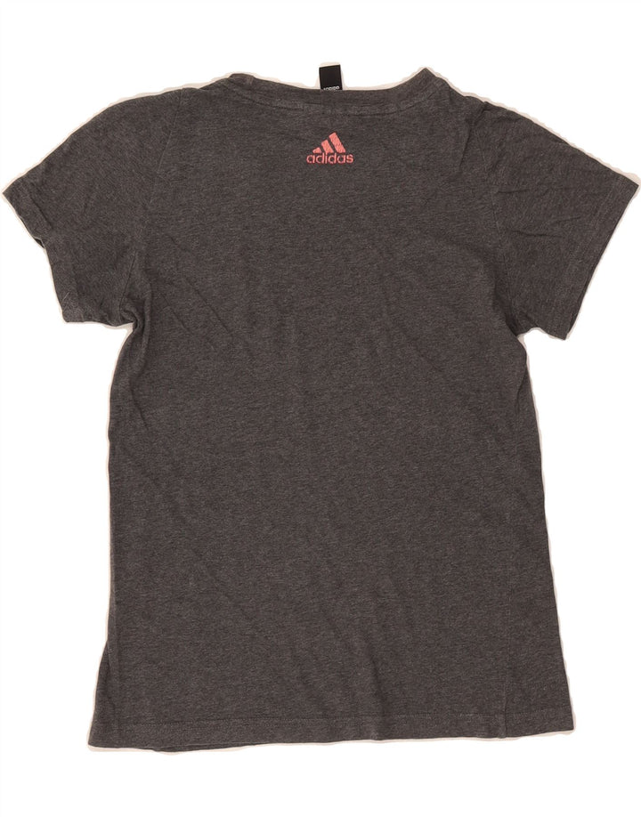 ADIDAS Womens Graphic T-Shirt Top UK 10 Small Grey Vintage Adidas and Second-Hand Adidas from Messina Hembry 