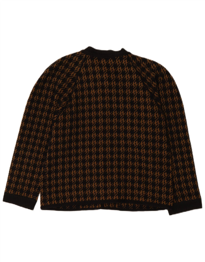 Pulover Cardigan Vintage pentru Damă IT 46 Lână Mare Maro Houndstooth
