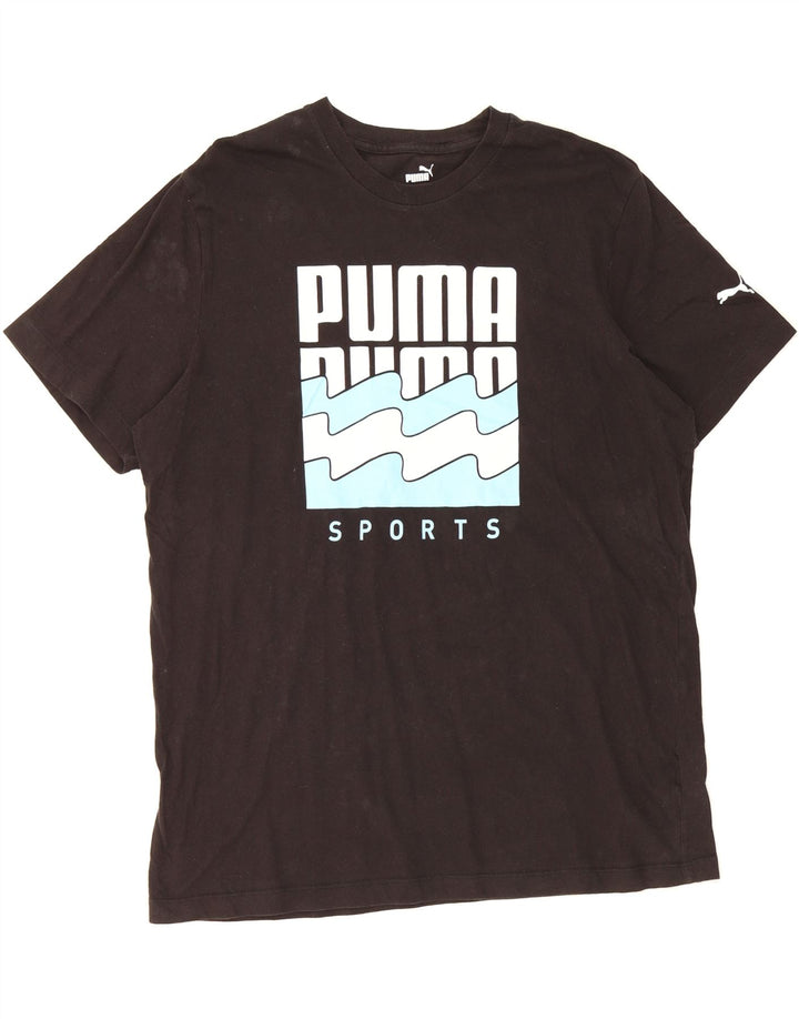PUMA Mens Graphic T-Shirt Top Large Black Cotton Vintage Puma and Second-Hand Puma from Messina Hembry 