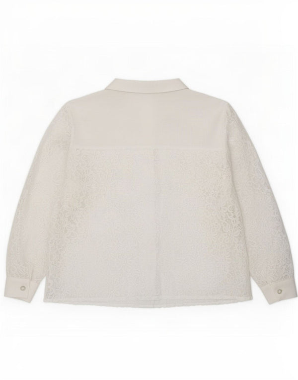 Bluză cămașă cu mânecă lungă transparentă vintage pentru femei IT 50/52 XL albă