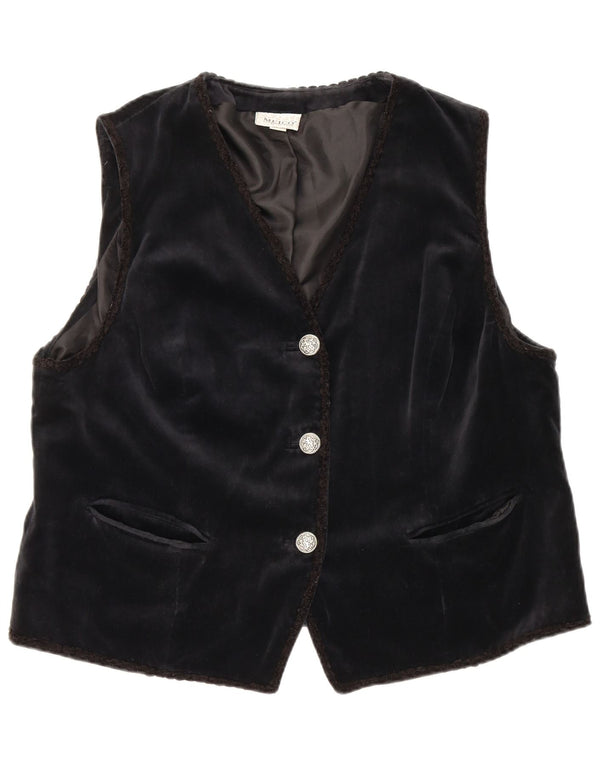 Meico Womens Velvet Waistcoat UK 22 3XL Black Cotton