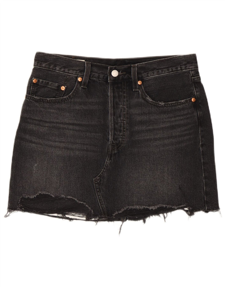 Fusta mini Levi's pentru femei, denim, distressed W28, bumbac mediu negru
