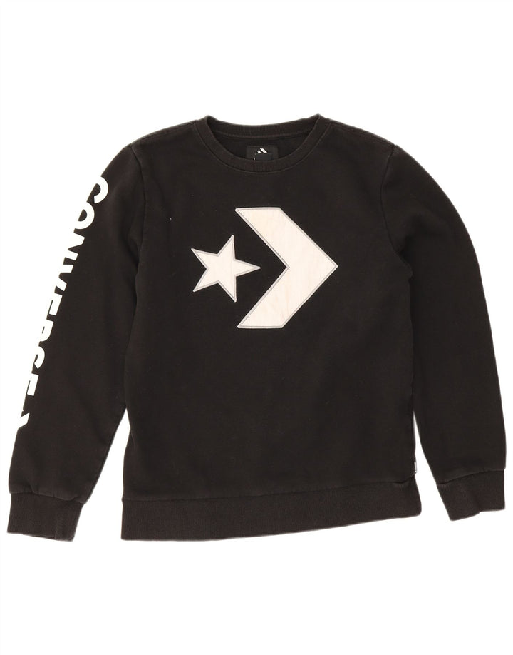 Pulover grafic pentru băieți Converse 13-14 ani XL negru
