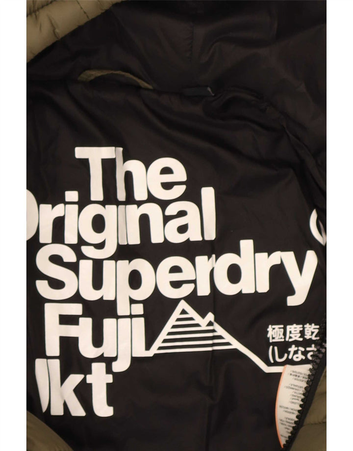 Jachetă căptușită cu glugă Superdry pentru femei UK 10 Small Khaki Nylon