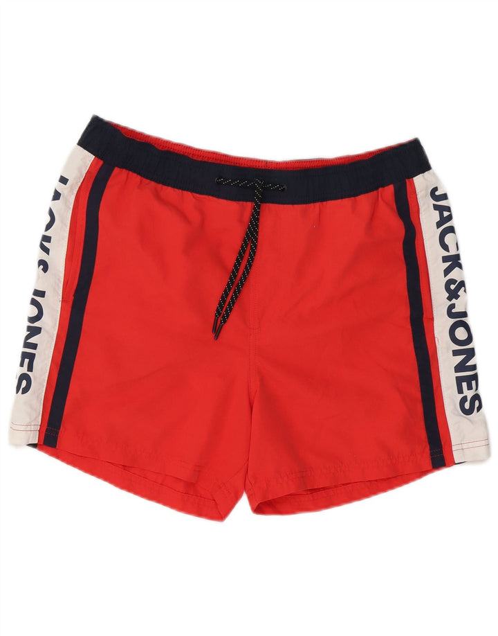 Pantaloni scurți de înot cu grafică Jack & Jones pentru bărbați, roșu mediu, poliester color bloc