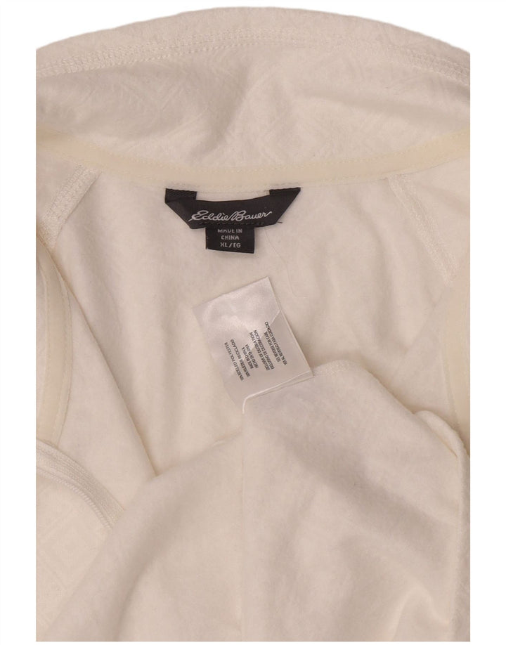 Top de trening pentru femei Eddie Bauer, cu fermoar și gât, cu pulover, UK 18 XL, alb, geometric