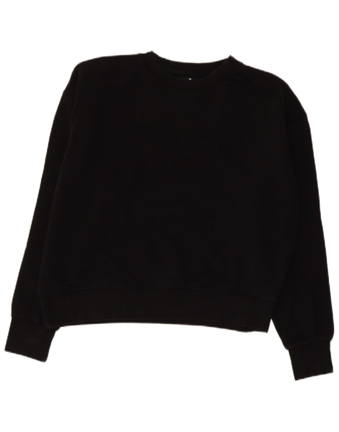 CONVERSE Womens Crop Sweatshirt Jumper UK 14 Medium Black Cotton