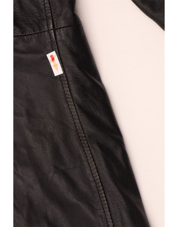 Palton din piele vintage pentru femei UK 12 Medium Black