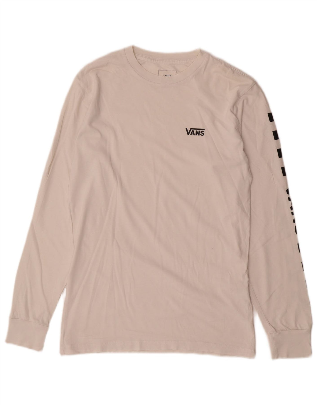 Vans Mens Classic Fit Graphic Top cu mânecă lungă, mic, alb, bumbac