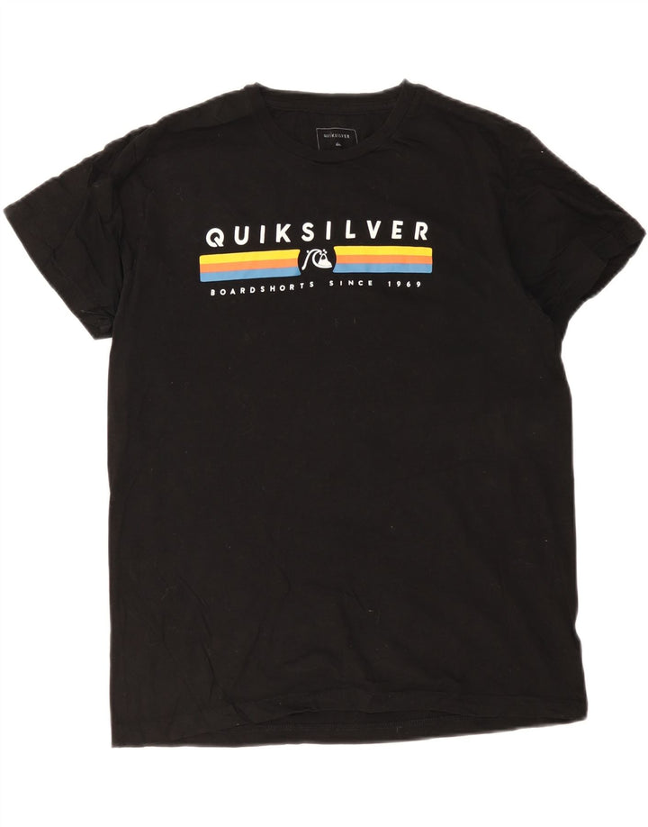 Tricou grafic Quiksilver pentru bărbați Top mediu din bumbac negru