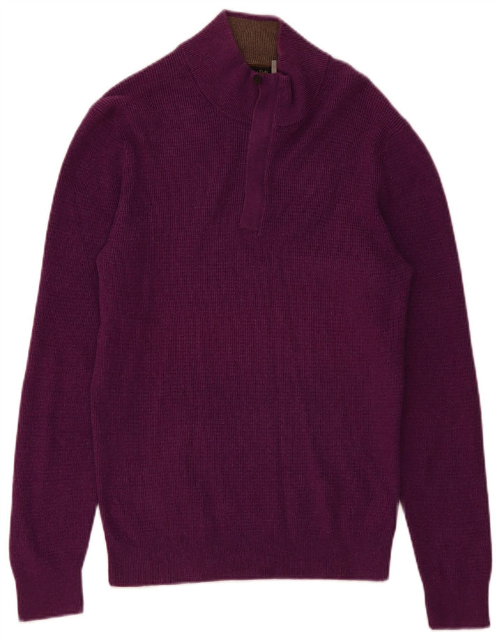 Pulover Massimo Dutti pentru bărbați, cu fermoar și gât, bumbac violet mediu