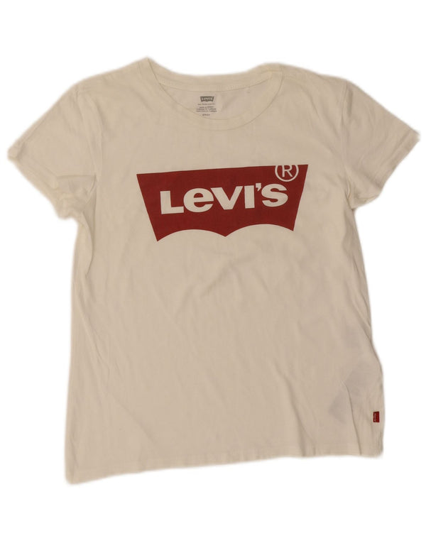 Tricou cu grafic Levi's pentru femei Top UK 8 Small Bumbac alb
