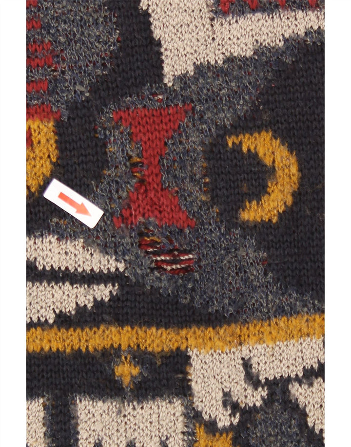 Pulover vintage pentru bărbați cu gâtul turnat, mare, multicolor, geometric