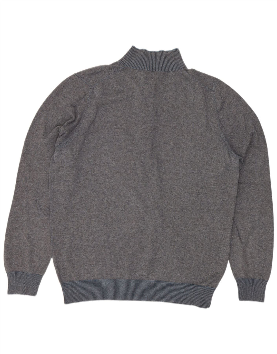 Massimo Dutti Pulover pentru bărbați cu gât cu nasturi, bumbac mare, gri