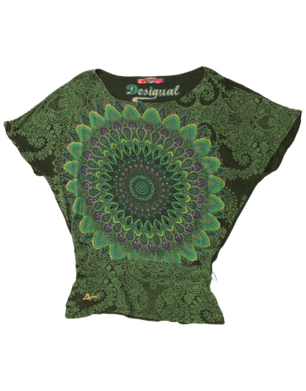 Bluză Desigual pentru femei Batwing Top UK 10 Small Green Paisley Viscose