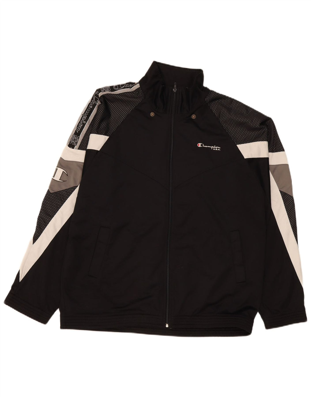 Jachetă de top pentru trening grafic pentru bărbați Champion XL, negru, bloc de culoare