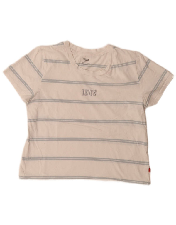 Tricou cu grafic crop Levi's pentru femei Top UK 10 Small White Striped