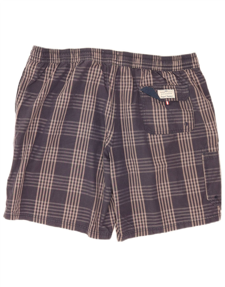 Pantaloni scurți de înot pentru bărbați Marks & Spencer Cargo 2XL, bumbac cu carouri bleumarin