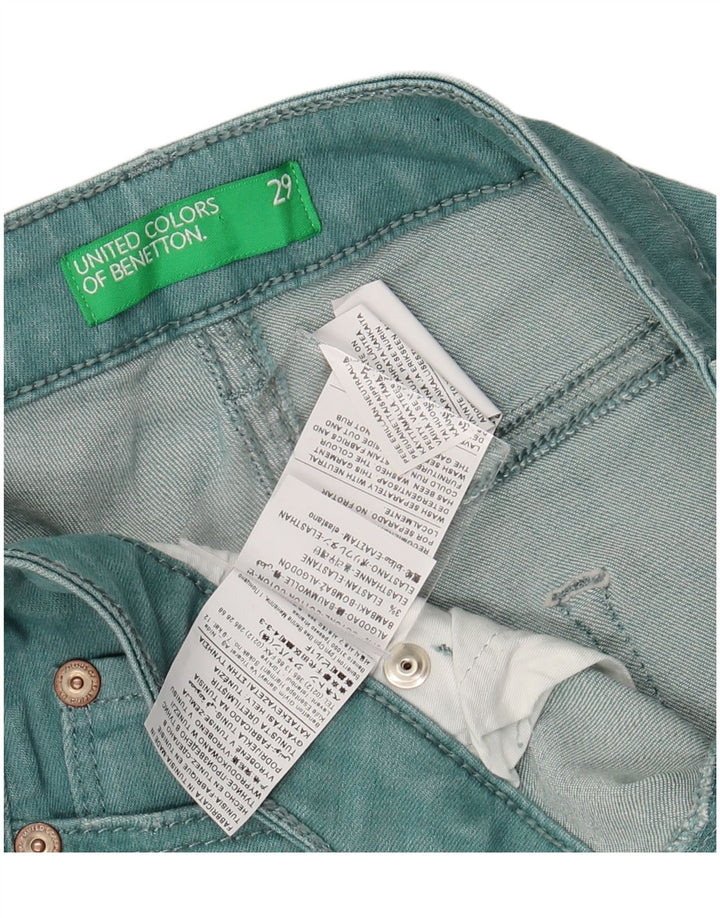 Blugi skinny de damă BENETTON W29 L28 bumbac turcoaz