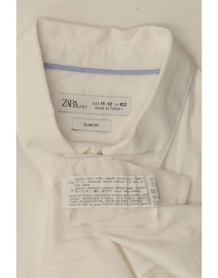 Cămașă Zara Băieți Slim Fit 11-12 Ani Bumbac Alb