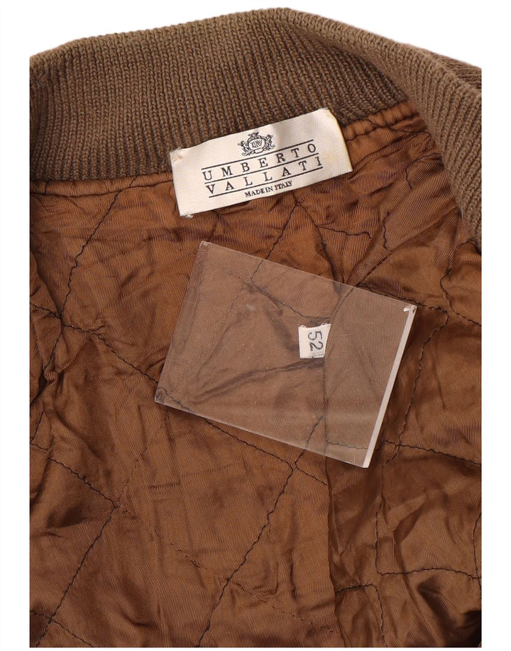 UMBERTO VALLATI Bomber tricot pentru bărbați IT 52 XL Maro Geometric