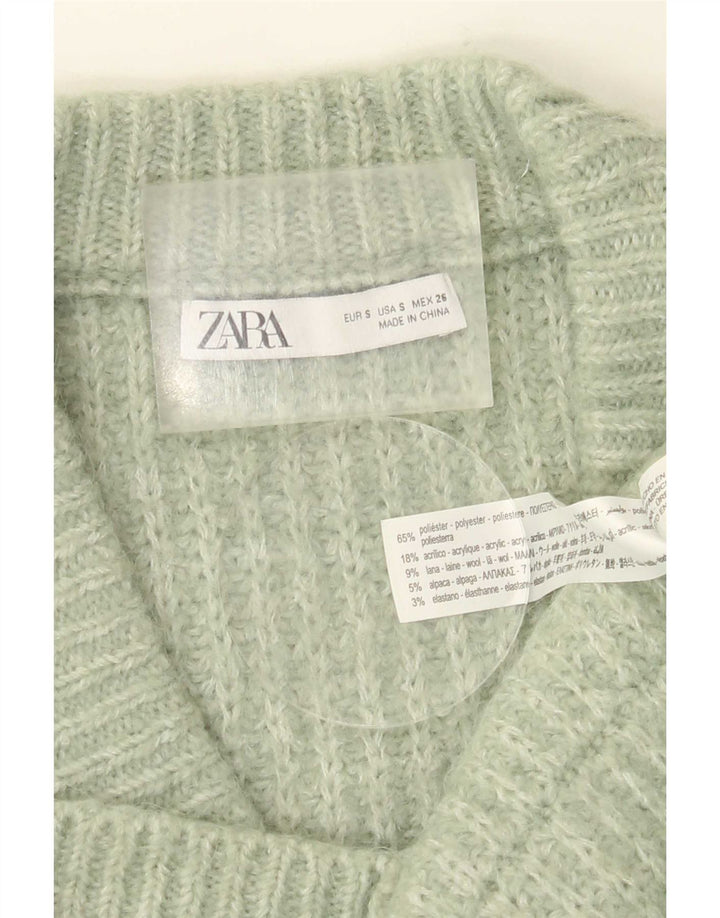 Pulover cardigan supradimensionat pentru femei Zara UK 10 Poliester verde mic