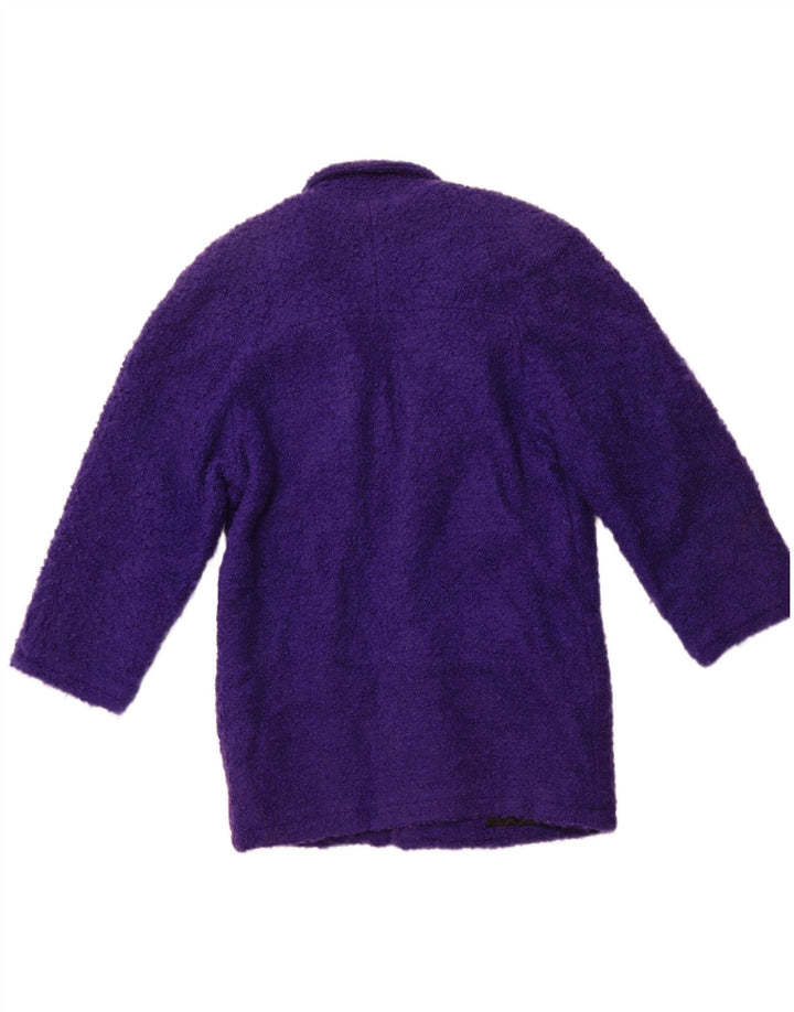 Palton de damă vintage cu piept dublu UK 12 violet mediu