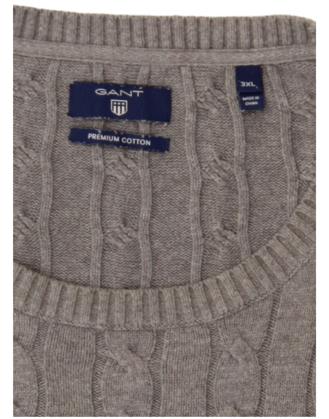 Pulover GANT pentru bărbați, cu gât roșu, bumbac gri 3XL