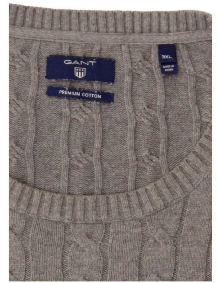 Pulover GANT pentru bărbați, cu gât roșu, bumbac gri 3XL