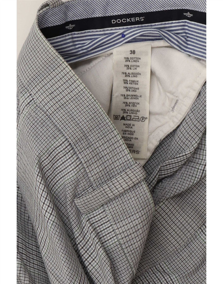 Pantaloni scurți chino Dockers pentru bărbați W38 XL, bumbac cu carouri gri
