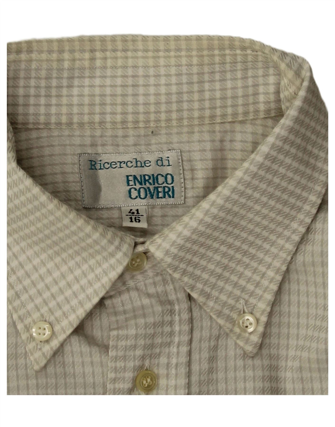 ENRICO COVERI Mens Shirt Size 16 41 Large Grey Check Vintage Enrico Coveri and Second-Hand Enrico Coveri from Messina Hembry 