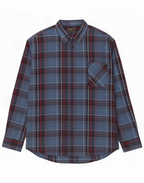 Atlas For Men Cămașă de flanel pentru bărbați 4XL Blue Check Bumbac