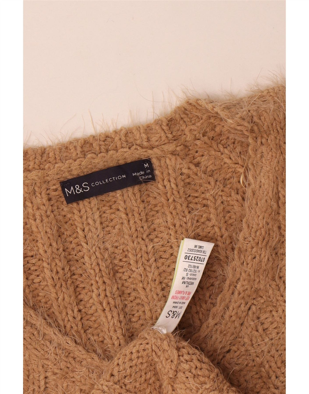 Pulover pentru femei Marks & Spencer cu decolteu în V UK 14 Medium Bej Poliester