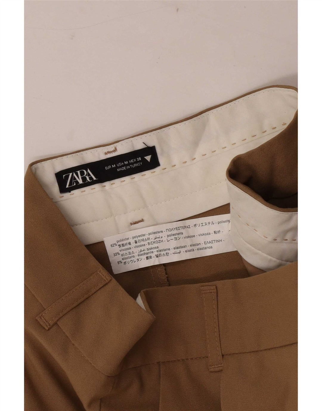 Pantaloni scurți chino cu talie înaltă Zara, pentru femei, W28, maro, poliester