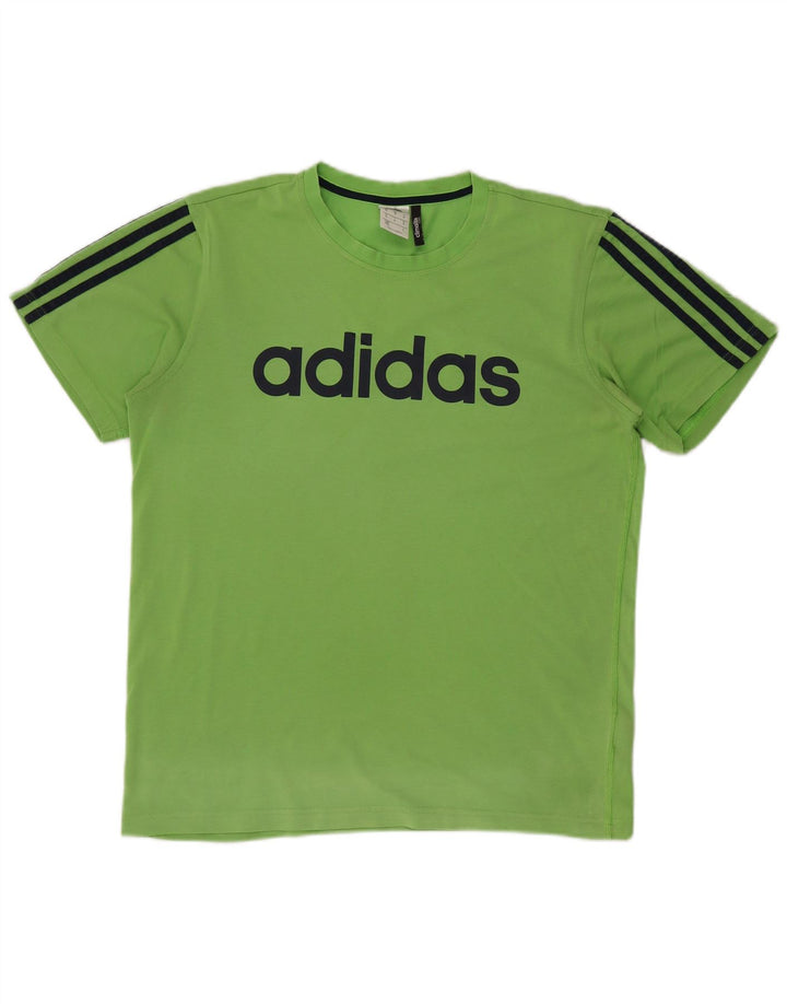 Tricou grafic ADIDAS Climalite pentru bărbați Top din bumbac verde mediu