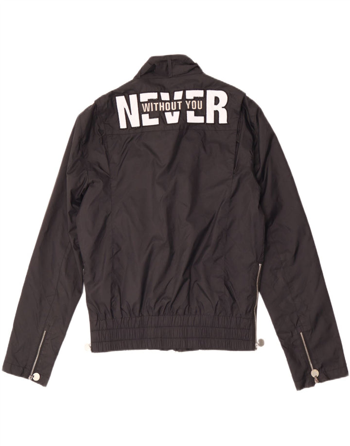 Jachetă cu grafică vintage pentru bărbați UK 40, mare, negru, nailon