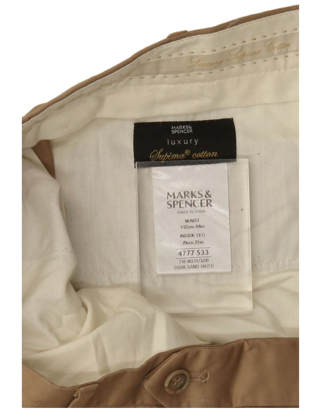 MARKS & SPENCER Pantaloni drepți pentru bărbați L44 L31 bumbac bej