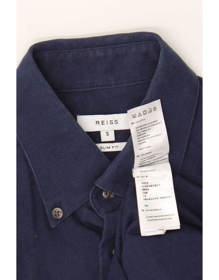 Cămașă Slim Fit Reiss pentru bărbați, bumbac, albastru bleumarin