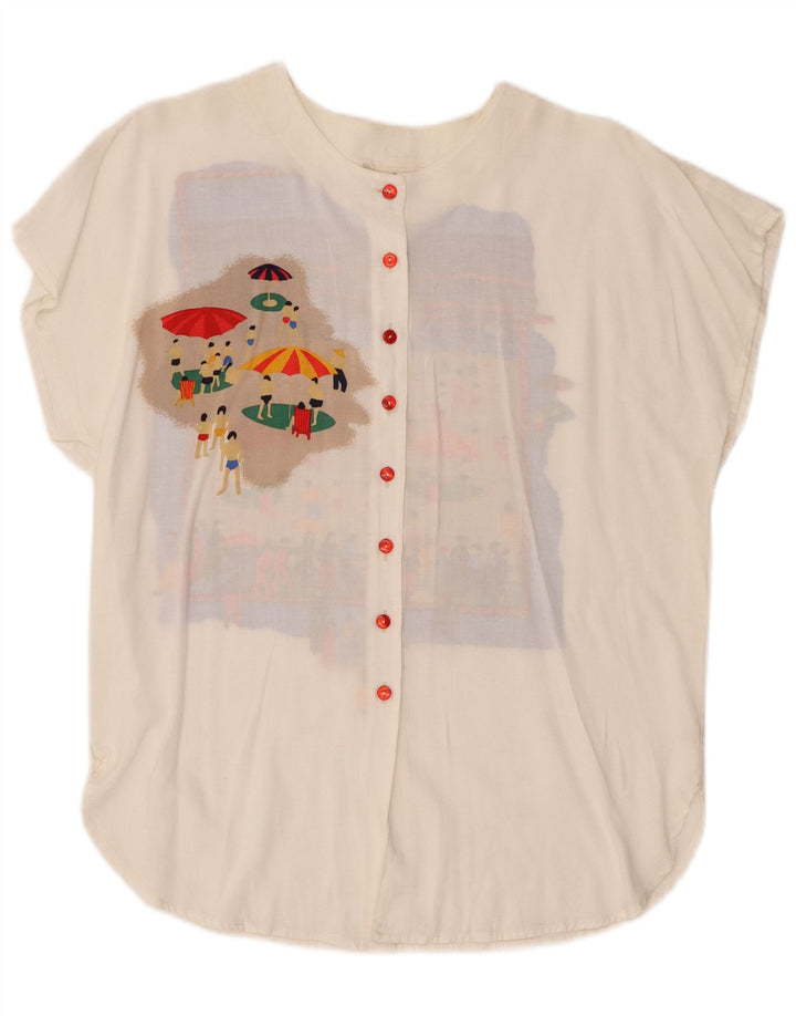 Bluză cu cămașă cu grafică supradimensionată pentru femei Fast Fast EU 36 Small White