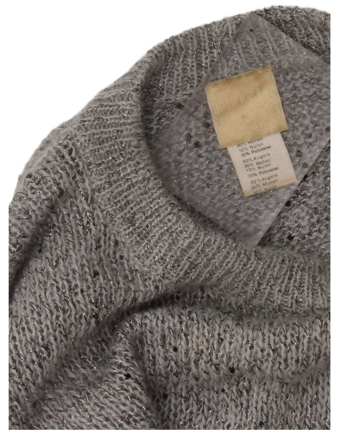 KRIZIA MAGLIA Pulover pentru femei cu decolteu rotund Marea Britanie 18 XL Angora cu pături gri