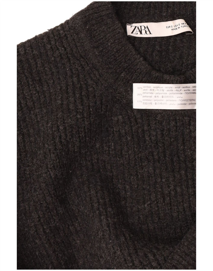 Pulover oversize cu decolteu rotund pentru femei Zara UK 10 Mic Gri