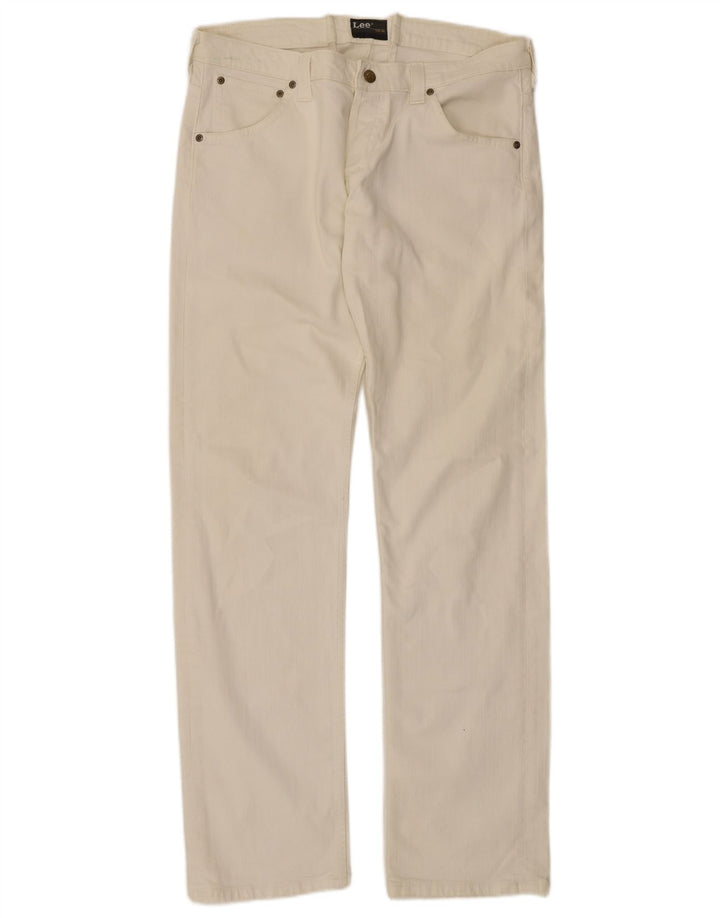 Blugi Lee Powell pentru femei W36 L33, bumbac alb