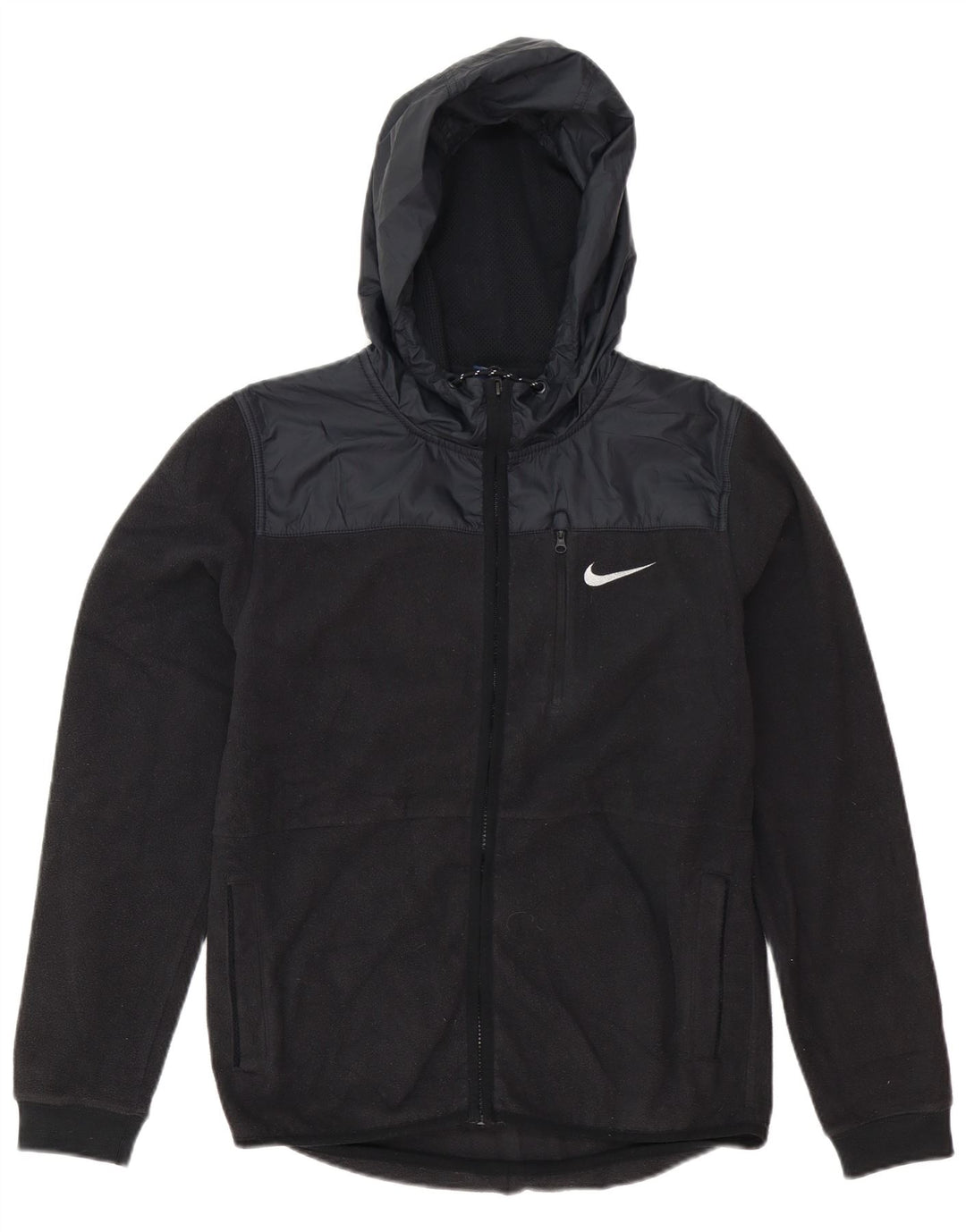 Jachetă fleece cu glugă Nike pentru bărbați UK 36 Poliester color bloc negru mic